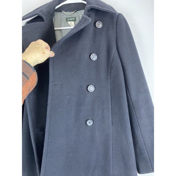 J Crew Sz S Black Stadium Cloth Double Breasted Majesty Peacoat Wool Blend - Picture 8 of 10